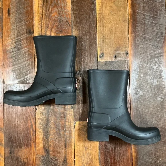 Hunter Black Waterproof Biker Rubber Rain Boots Women’s Size 9 - Picture 6 of 12